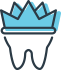 Computer-generated graphic depicting tooth with a crown on top