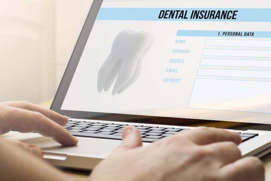 Photo of a computer screen showing information about dental insurance.