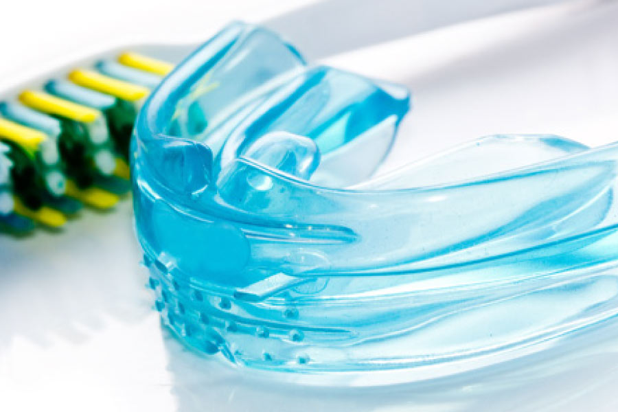 Photo of a protective dental mouthguard.