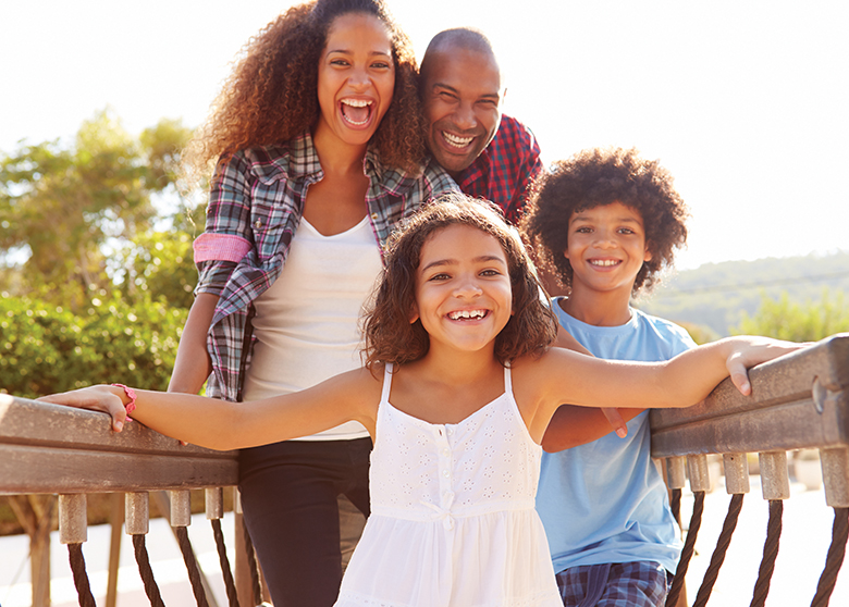 young family smiling